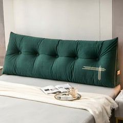 Velvet Wedge Headboard Pillow w/High-Resilience Filling Removable Zippered Cover