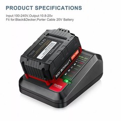 2PACK for PORTER CABLE 20V 20 Volt Lithium Battery /Charger Max PCC680L PCC685L