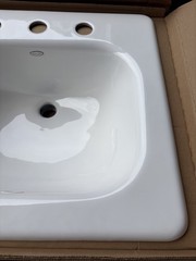 Kohler Tahoe 21″ drop in cast iron bathroom sink K-2895-8-0 white, wide spread