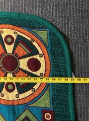 Vtg Monarca Mexico Aztec Sun Stone Calendar Blanket Tapestry Blue Queen/King