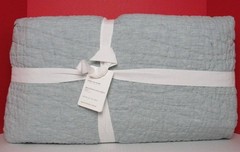 Pottery Barn Belgian Flax Linen Handcrafted Quilt King/Cal.King Mineral Blue NWT