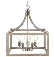 Hampton Bay Boswell Quarter 5-Light Brushed Nickel Weathered Wood Chandelier