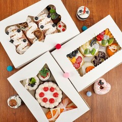 48pcs Bakery Boxes,12x8x2.5 Inches Cookie Boxes with 3 Style Window for Choco…