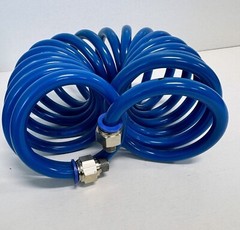 2 PACK! Recoil Air Hose 12′ – 1/4″ Fittings Polyurethane PU – Blue NEW