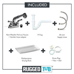 Ruggedtub 24.25-In X 22-In 1-Basin Freestanding Utility Tub w/ Drain with Faucet
