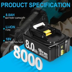 2PACK For Makita 18Volt 8.0Ah LXT Li-Ion Battery BL1860B BL1830 BL1850 / Charger