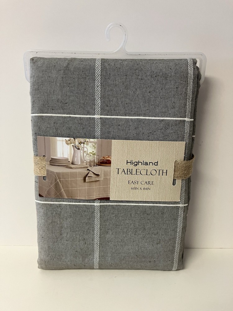 Highland Tablecloth Easy Care 60 in x 84 in Charcoal BRAND NEW