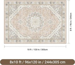 Machine Washable 8′ x 10′ Area Rug – Stain Resistant with Stylish Floral Pattern