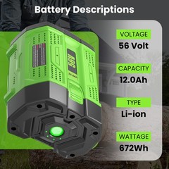 1~2PACK 56V 12.0Ah upgrade For EGO BA5600T Power + 56V 10Ah Lithium New Battery