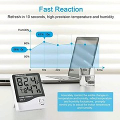 Thermometer Indoor Digital LCD Hygrometer Temperature Humidity Meter Alarm Clock
