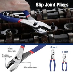 7PCS WORKPRO Plier Set Groove Joint Long Nose Slip Joint Linesman Diagonal Plier