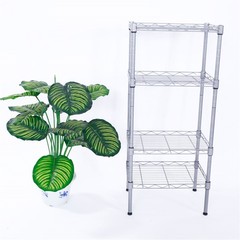 Rectangle Carbon Steel Metal Assembly 4-Shelf Kitchen Storage Rack Silver Grey