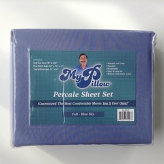 MYPILLOW PERCALE FULL SIZE BED SHEETS – 4 PC in BLUE SKY – NEW