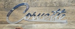 Corvette Script Chrome Garage Steel Sign