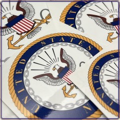 United States Navy Emblem in Blue Gold and White Laminated Sticker Choose Size