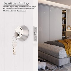 Double Cylinder Deadbolt Door Locks Keyed Alike Both Sides Satin Nickel 2 Pack