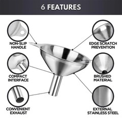 5 Pcs Stainless Steel Kitchen Funnels Set Food Metal Funnels for Filling Small..