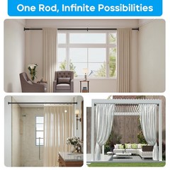 ZipGlo Tension Curtain Rod，40-67.7IN(3.33-5.64Ft) One-Click Fast Extension Rod E