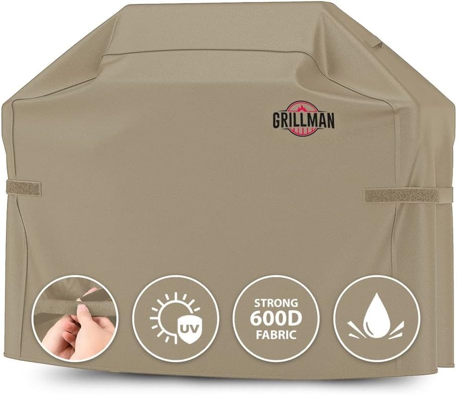 Grillman Grill Cover BBQ Outdoor Grill Covers Charcoal Gas Grills Tan, 58 in