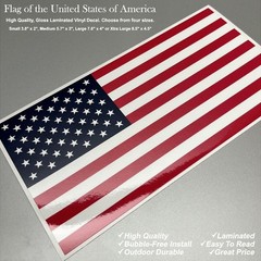 Flag of the United States of America Gloss Laminated Decal Sticker Choose Size