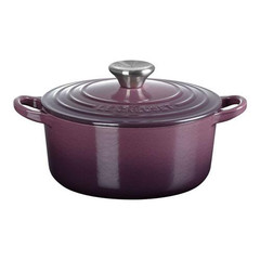 Le Creuset Cocotte Ronde 24cm Fig Cast Iron Silver knob France 4.2L New