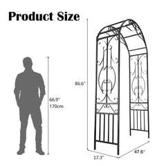 Garden Arch Trellis Outdoor Metal Arbor for Climbing Vines, Lawn and Backyard