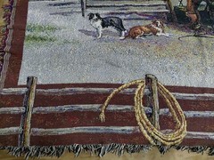 Horses & Barn Afghan Throw Tapestry Blanket 58×48 in P. Johnbuhl