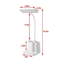 LED Desk Lamp Eye-Caring Reading Table Light Adjustable Neck Lamp w/ Clamp USB