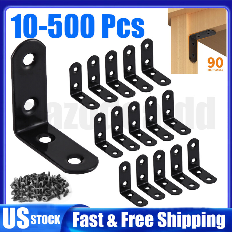 1.5″L-Shaped Bracket Corner Brace Stainless Steel 90° Right Angle W/ Screws LOT