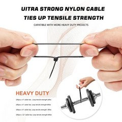Cable Zip Ties,400 Pack Black Assorted Sizes 4+6+8+12-Inch(400PCS Set),