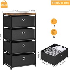 Fabric Storage Chest Organizer with 4 Drawers for Closet Dorm, Bedroom, Hallway
