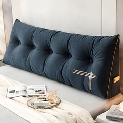 Velvet Wedge Headboard Pillow w/High-Resilience Filling Removable Zippered Cover