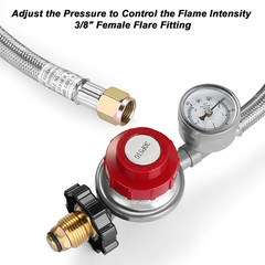 12FT High Pressure Adjustable Propane Gas Regulator Hose Indicator, Stainless