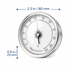 Premium Analog Hygrometer – All-Steel Silver Precision Humidity Gauge –1 Year W/
