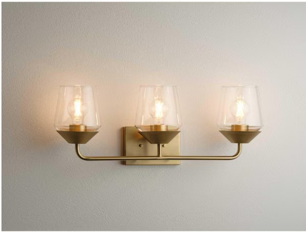 Progress Lighting Avec 24.25 in. 3-Light Brushed Gold Contemporary Bath Vanity