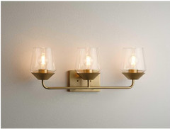 Progress Lighting Avec 24.25 in. 3-Light Brushed Gold Contemporary Bath Vanity