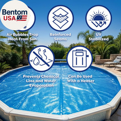 In the Swim 12′ X 24′ Premium Blue Rectangle Solar Pool Cover 12 Mil for Solar H
