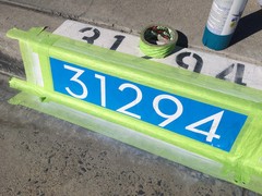 Modern Curb House Number Stencil; 4″, Mid Century, Palm Springs, Neutra, Atomic
