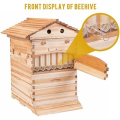 Wooden Beekeeping Beehive House Box + 7PCS Automatic Honey Bee Comb Hive Frame