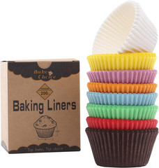 200 Pcs Natural Non-Stick Cupcake Liners, Food-Grade Greaseproof Muffin Cups
