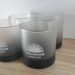 4 Casamigos Tequila Rocks Lowball Glasses Gray Hand Wash Only