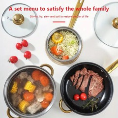 12 Piece Cookware Set Nonstick Pots and Pans Home Kitchen Cooking Non Stick Red