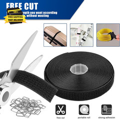 1 Inch X 16 Ft Adjustable Hook and Loop Cable Straps with 25 Metal Buckles, Cut-