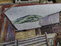 Horses & Barn Afghan Throw Tapestry Blanket 58×48 in P. Johnbuhl