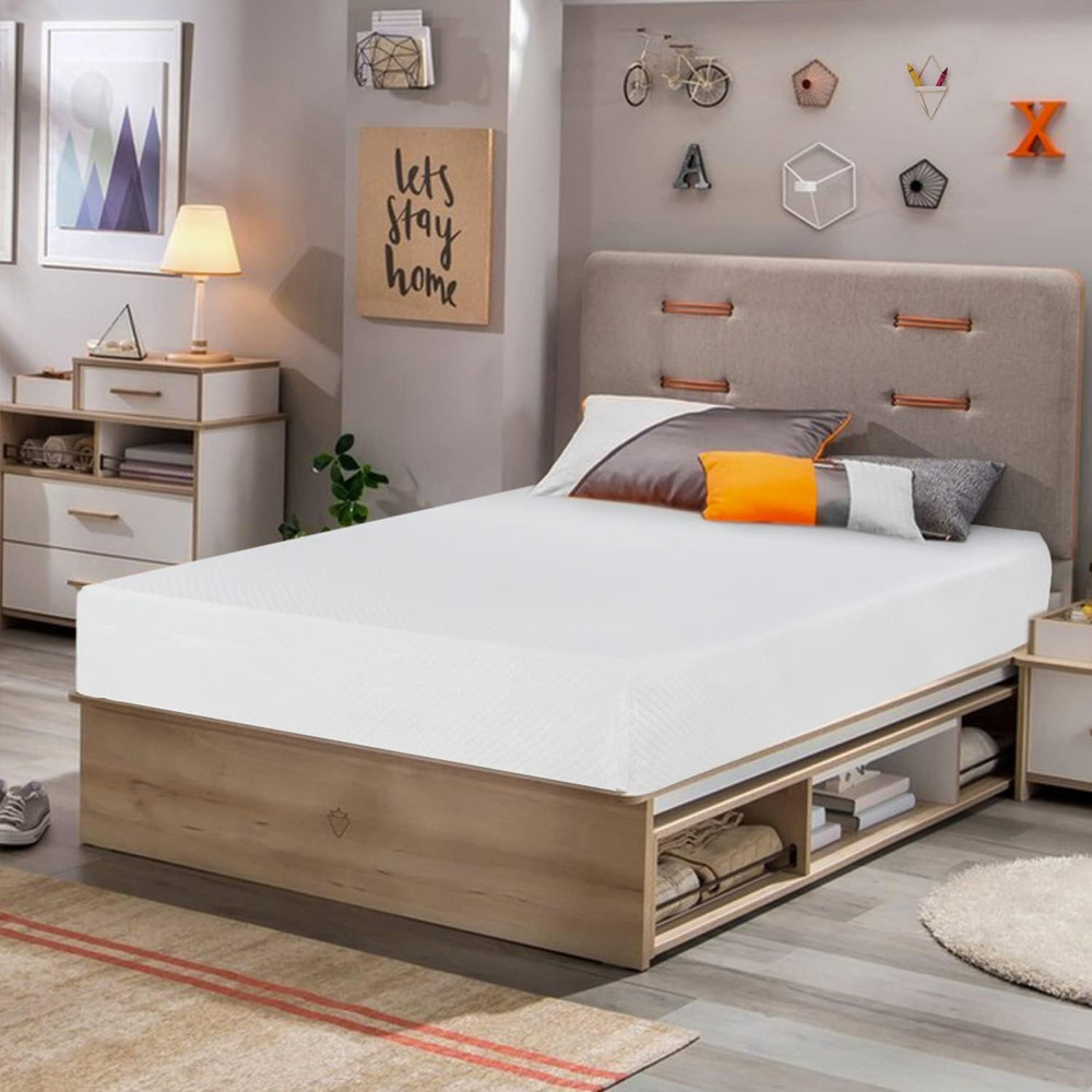 | 8 Inch Twin Mattress | Medium Firm | Gel Memory Foam Mattress | White | Bed in