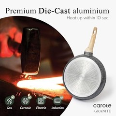 CAROTE Nonstick Frying Pan Skillet,12″ Non Stick Granite Fry Pan with Glass Lid
