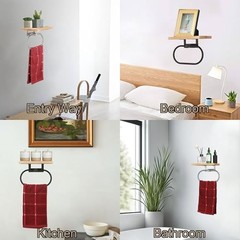 Hand Towel Holder for Bathroom Wall Mount 7.88 Inch with Shelf Brushed Nickel
