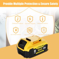 2Pack For DeWalt 20V 20 Volt Max 8.0AH Lithium Ion Battery DCB206 DCB205 DCB204