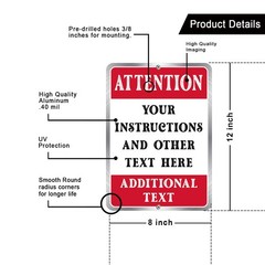 Customized With Your Custom Text New Personalized Aluminum Metal Sign 8 x 12″