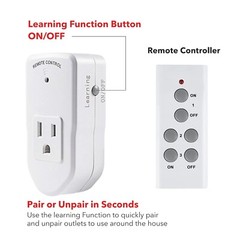BN-LINK Wireless Remote Control Socket Electrical Outlet Switch Automation White